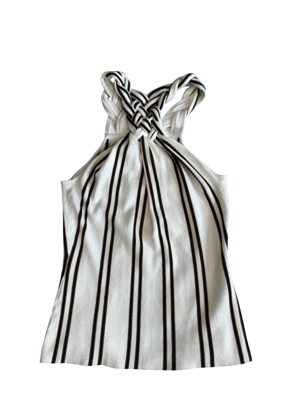 White House Black Market Women's Striped Braided Halter Top  Medium
